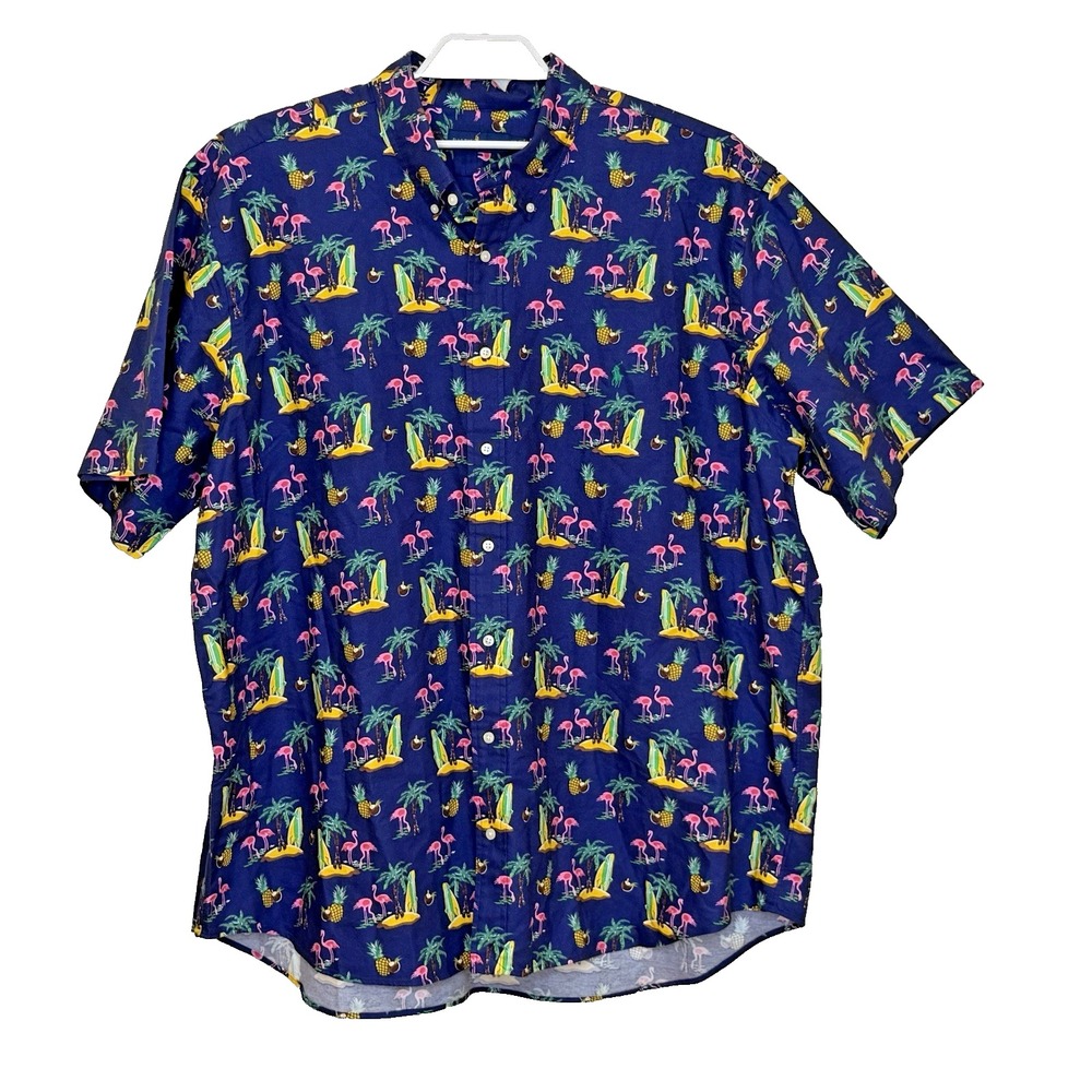 Ralph Lauren Button Down Shirt Mens Sz 3XB Tropical Flamingo Pineapple Print NEW